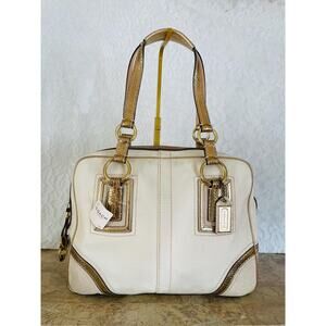 NWT Coach 10737 Legacy Soho Canvas Cream/Gold Python Satchelt Tote Bag Satchel